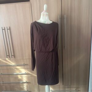 Chic Long Sleeve Brown Dress